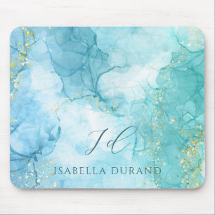 Tapis De Souris Parties scintillant d'aquarelle Turquoise Green pe
