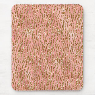 Tapis De Souris Parties scintillant de tigre rose pâle et or