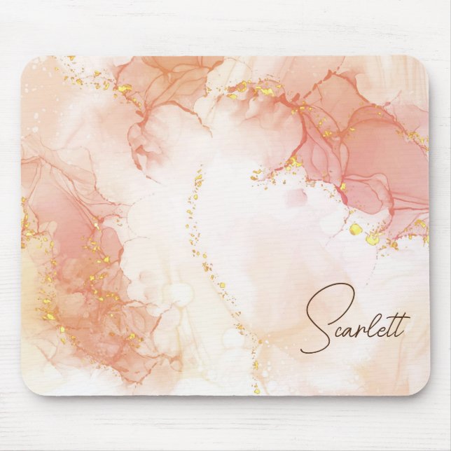 Tapis De Souris Parties scintillant d'encre d'aquarelle Orange Pea (Devant)