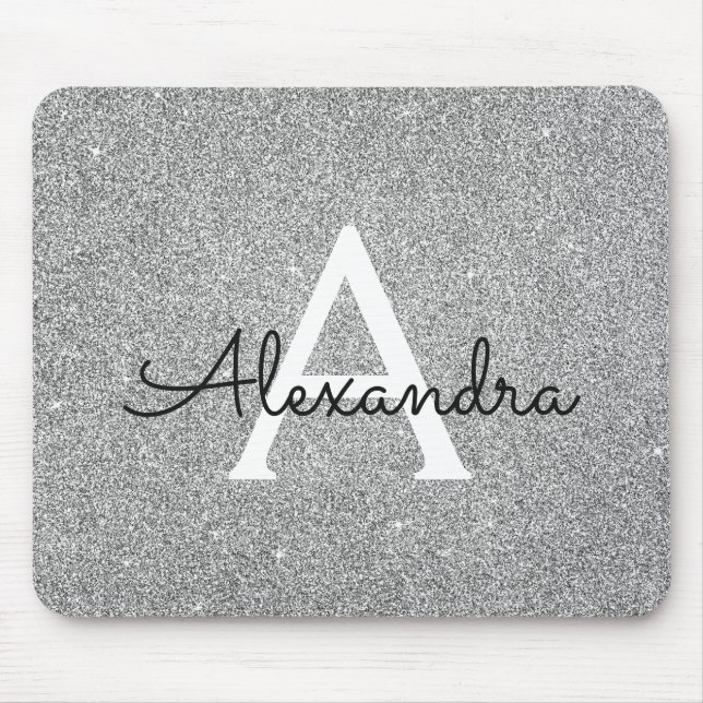 Tapis De Souris Parties scintillant d'étincelle en argent Nom du m (Devant)