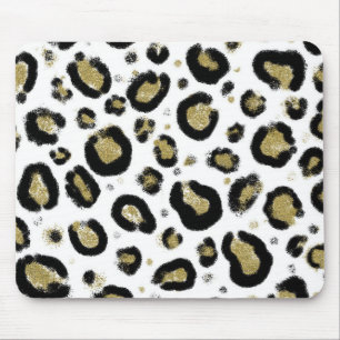 Tapis De Souris Parties scintillant d'or blanc et Cheetah léopard