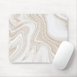 Tapis De Souris Parties scintillant d'or en marbre blanc moderne e