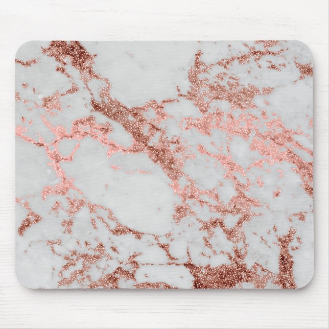 Tapis De Souris Parties scintillant d'or Rose en marbre moderne (Devant)