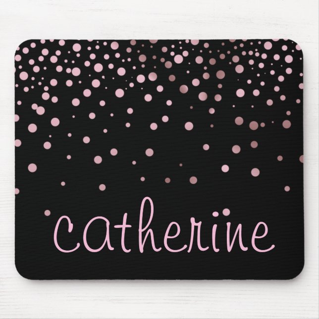 Tapis De Souris Parties scintillant d'or rose Faux noir Glitterie  (Devant)
