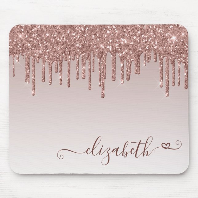 Tapis De Souris Parties scintillant Drives Rose Gold Élégant Coeur (Devant)