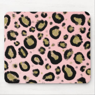 Tapis De Souris Parties scintillant en or rose et Cheetah léopard