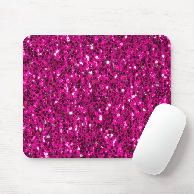 Tapis De Souris Parties scintillant étincelante rose chaud (Avec souris)