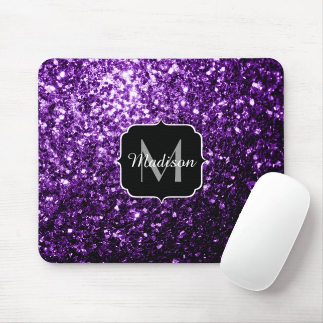 Tapis De Souris Parties scintillant foncé violet faux brillant sci (Avec souris)