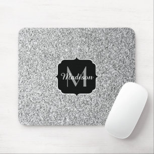 Tapis De Souris Parties scintillant gris argent scintille Monogram