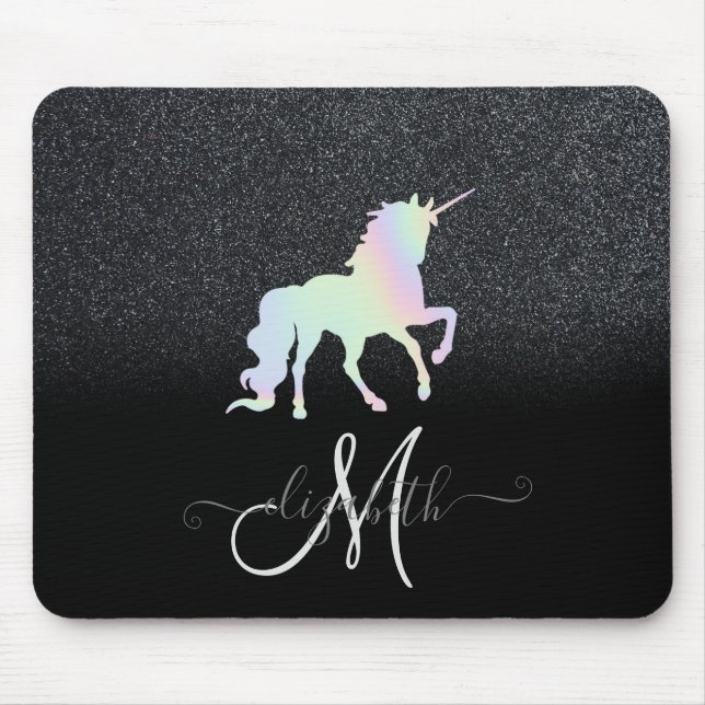 Tapis De Souris Parties scintillant Ombre noir Monogramme Holograp (Devant)