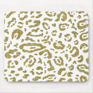 Tapis De Souris Parties scintillant or blanc Cheetah Leopard Poste