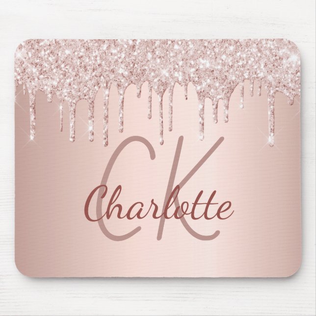 Tapis De Souris parties scintillant or rose monogramme initiales l (Devant)