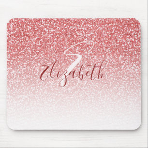 Tapis De Souris Parties scintillant or rose Ombre Monogram