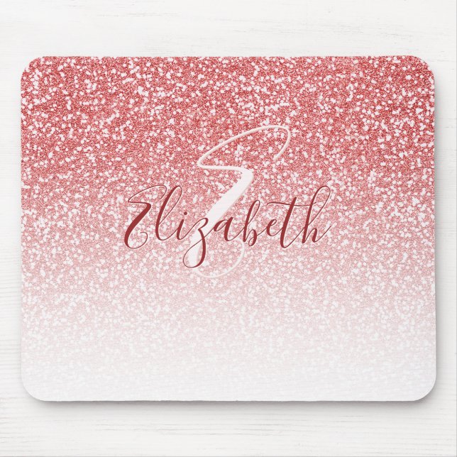 Tapis De Souris Parties scintillant or rose Ombre Monogram (Devant)