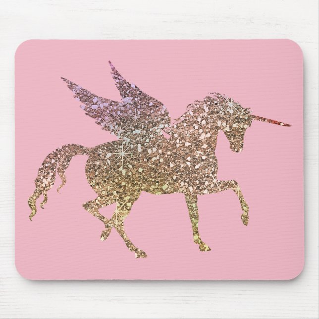 Tapis De Souris Parties scintillant Or tendance Éparkle Unicorn Pe (Devant)