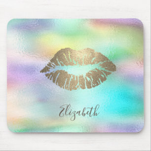 Tapis De Souris Parties scintillant or tendance lèvres Rainbow Hol