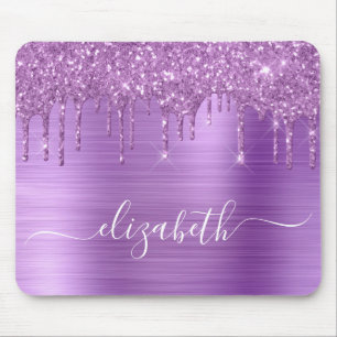 Tapis De Souris Parties scintillant pourpre de goutte Monogramme S
