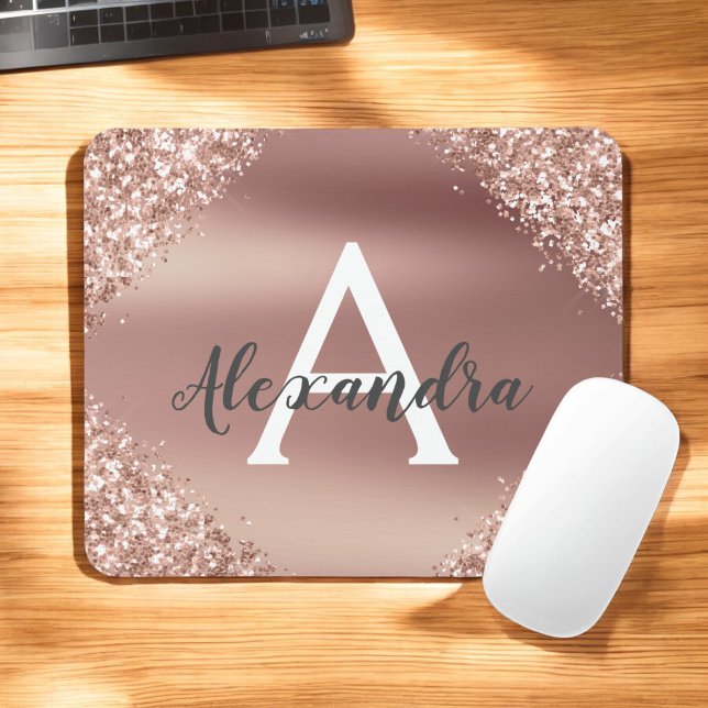 Tapis De Souris Parties scintillant rose d'étincelle d'or Nom du m (Créateur téléchargé)