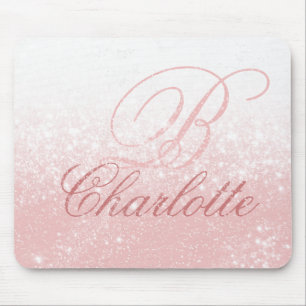Tapis De Souris Parties scintillant rose pâle Fille Script Nom du 