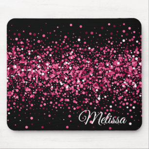 Tapis De Souris Parties scintillant scintille rose noir design gla