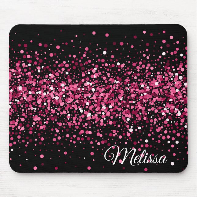 Tapis De Souris Parties scintillant scintille rose noir design gla (Devant)