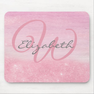 Tapis De Souris Parties scintillant Shimmer rose Ombre de Monogram