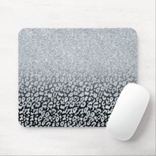 Tapis De Souris Parties scintillant Silver tendance & Leopard Ombr