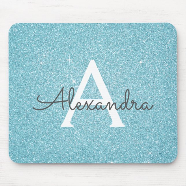 Tapis De Souris Parties scintillant turquoise d'étincelle bleue No (Devant)