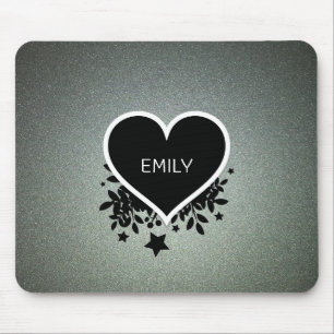 Tapis De Souris Parties scintillant Verte Et Gris Monogramme
