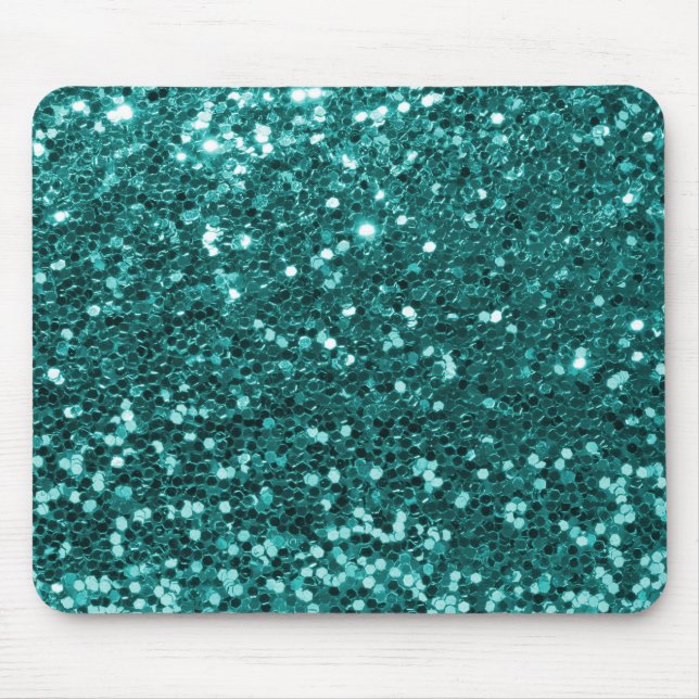 Tapis De Souris Parties scintillantes turquoises chics de Faux (Devant)
