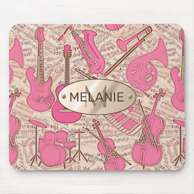 Tapis De Souris Partition et instruments de musique rose/ivoire ID (Devant)