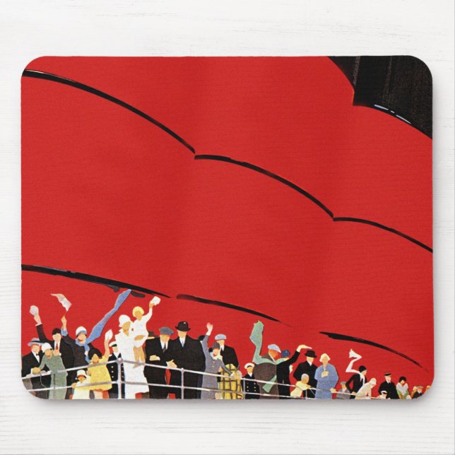 Tapis De Souris Passagers de bateaux de croisière vintages saluant (Devant)