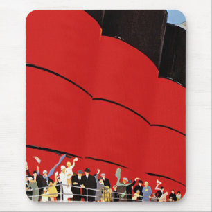 Tapis De Souris Passagers d'un paquebot vintage faisant leurs adie