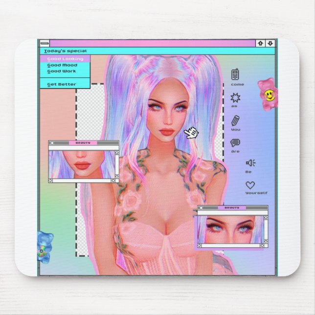 Tapis De Souris Pastel Aesthetic POC Girl (Devant)