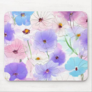 Tapis de souris Pastel Bloom Flow Floral