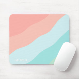 Tapis De Souris Pastel Couleur Bleu Vert Rose Formes Personnalisé