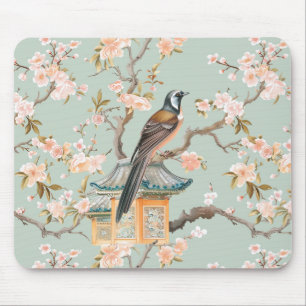 Tapis De Souris Pastel Oriental Oiseaux et fleurs de fruits