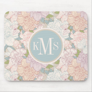 Tapis De Souris Pastel Peony & Butterfly Flower Motif