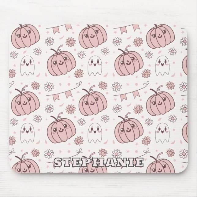 Tapis De Souris Pastel Pink Halloween Motif sans couture (2) (Devant)