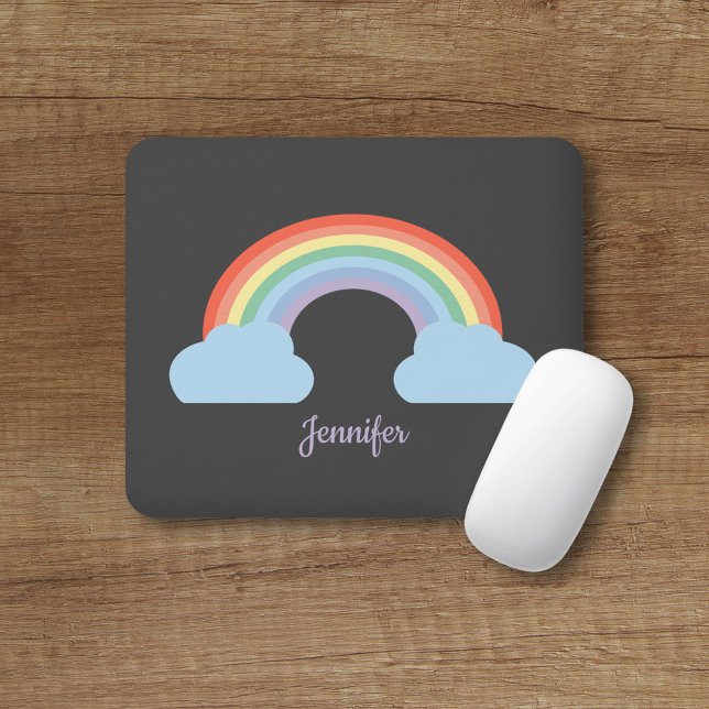 Tapis De Souris Pastel Rainbow Black (Pastel Rainbow Black Mouse Pad)