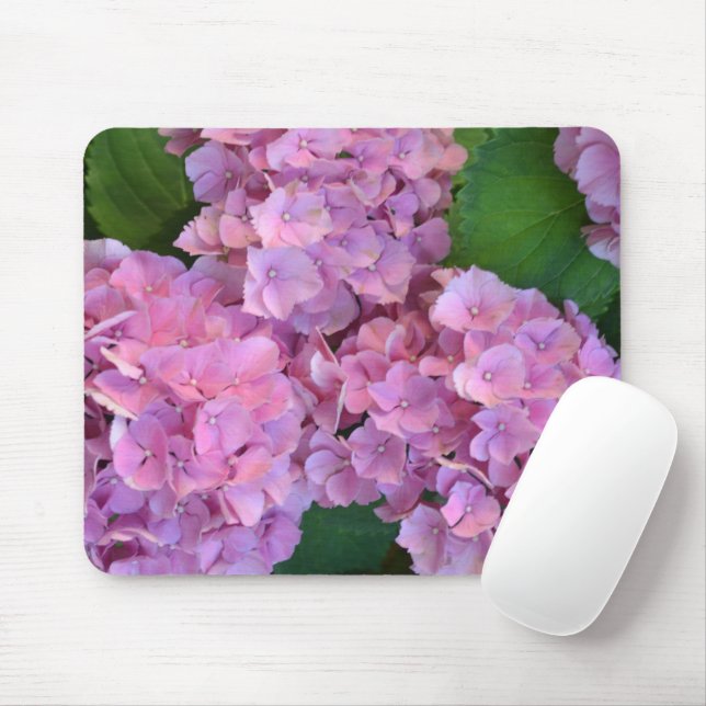 Tapis De Souris Pastel rose Hortensia hydrangea fleurs (Avec souris)