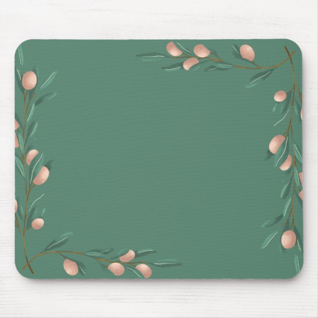 Tapis De Souris Pastel vert avec fleurs roses (Devant)