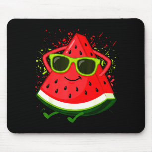 Tapis De Souris Pastèque Melon d'été avec Lunettes de soleil Drôle