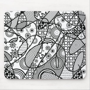 Tapis De Souris Patchwork motif noir et blanc 01