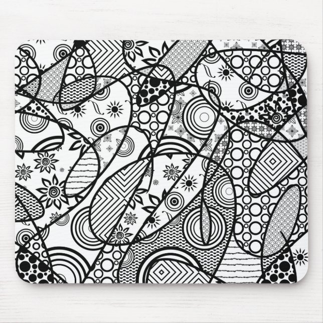 Tapis De Souris Patchwork motif noir et blanc 01 (Devant)