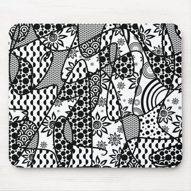 Tapis De Souris Patchwork noir et blanc 03 de motif (Devant)