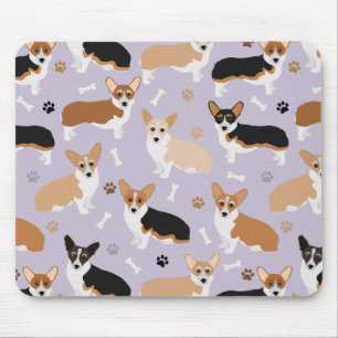 Tapis De Souris Pâtes de chien de Corgi et Pâtes de souris d'os