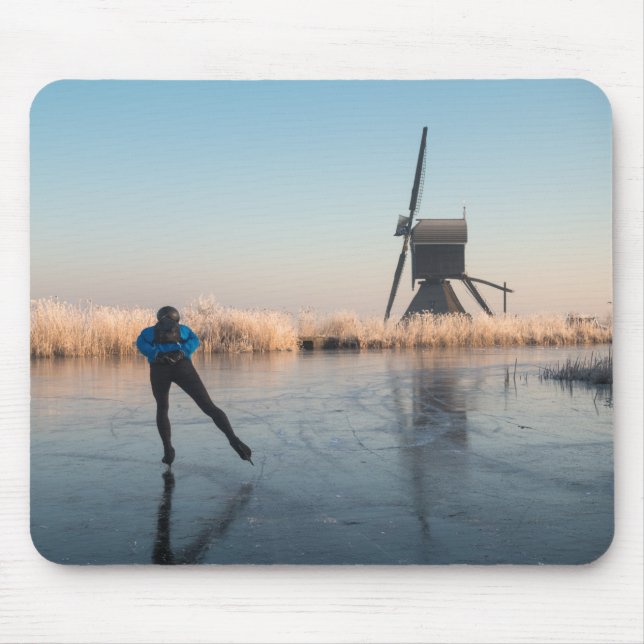 Tapis De Souris Patinage de glace après le mousepad de moulin à (Devant)