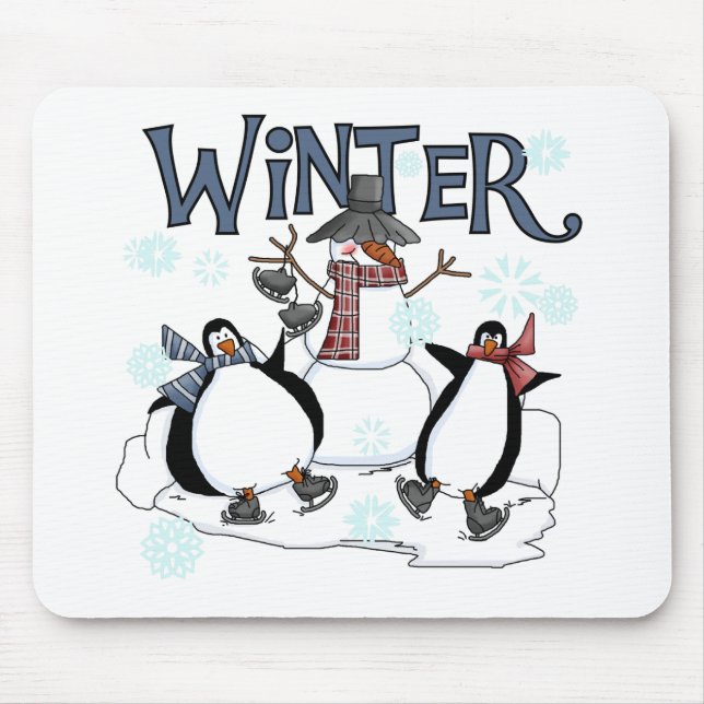Tapis De Souris Patinage de pingouin T-shirts et cadeaux de vacanc (Devant)