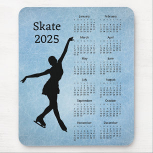 Tapis De Souris Patinage sur glace 2025 Calendrier Pad souris